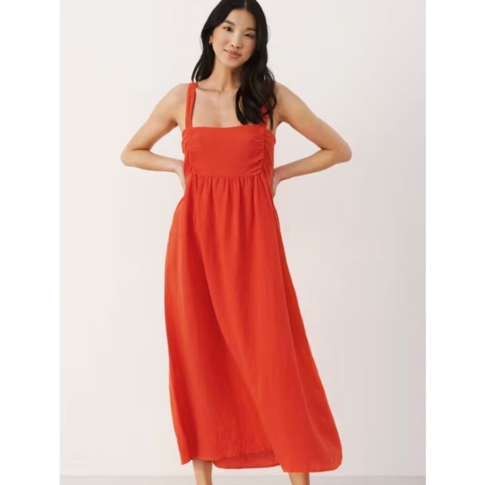 Part two women’s Amila yeah pure orange 100% linen sundress 6